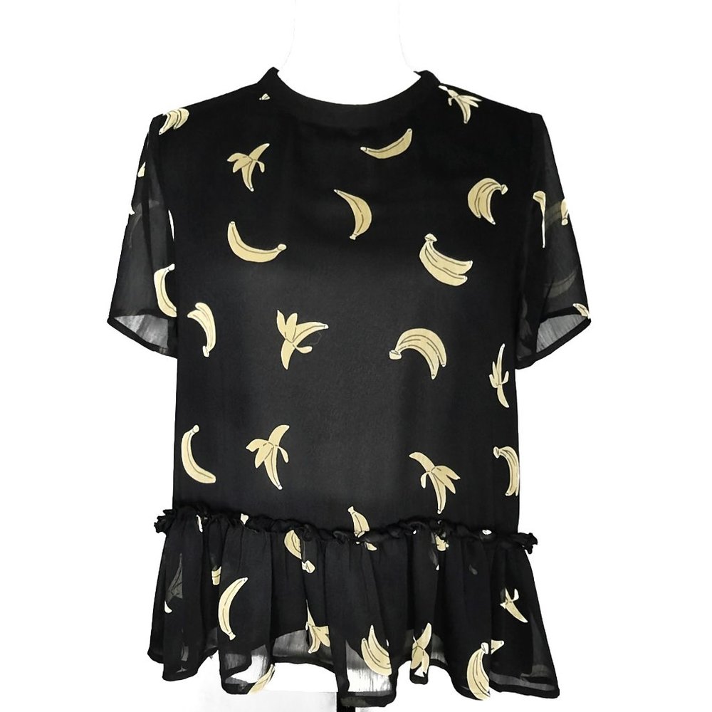 English Factory Sheer Black Banana Blouse